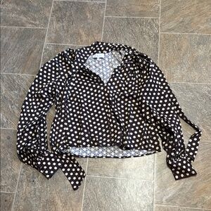 L'Academie Black and White Polka Dot Blouse